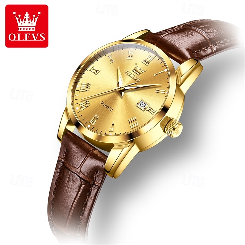 OLEVS Men's Watch Luxury Business Analog Quartz Waterproof Brown Leather Strap Roman Numeral Dial with Date Calendar Classic Casual Fashion Dress Wristwatch Male Timepiece Gift for Him 2026 - $24.99 –P10