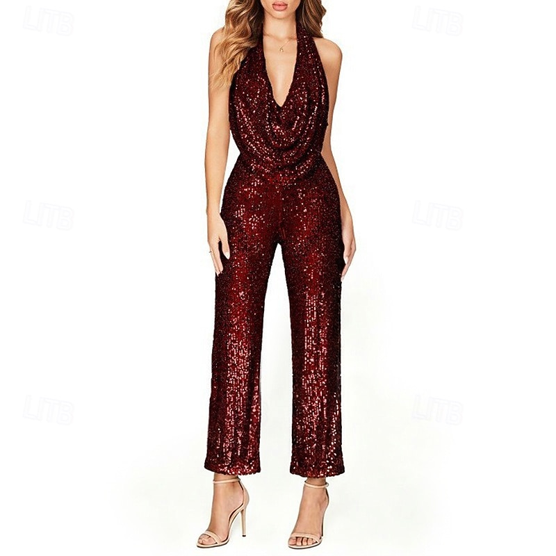 Retrò Vintage Anni '70 Tuta Disco Paillettes Scollo a Cascata Costume Per donna Halloween Carnevale Parata dell'Orgoglio Mese dell'orgoglio Adulti Tuta Estate del 2026 a $41.99 –P4
