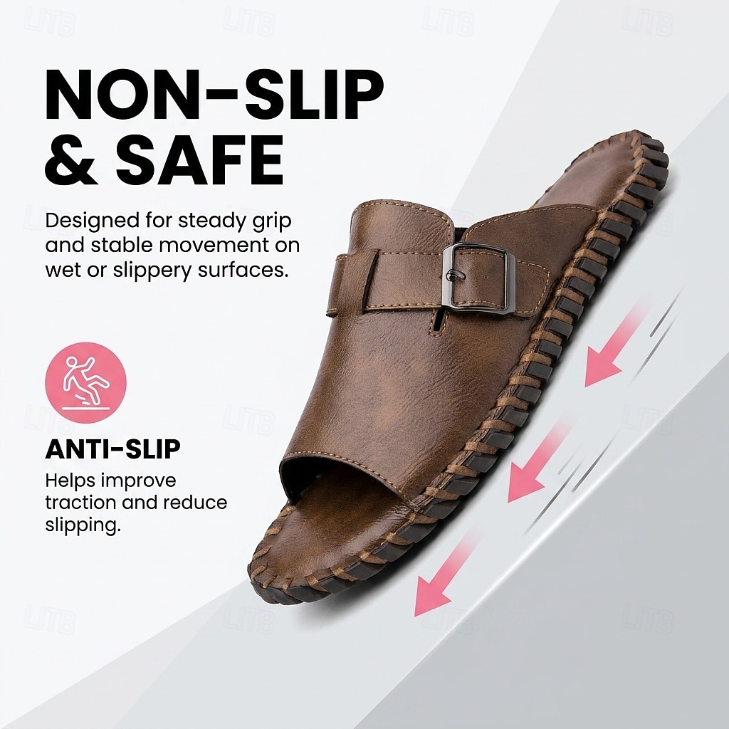 Men's Brown Fisherman Slide Sandals – Breathable Open-Toe Comfort Sandals, Lightweight Summer Footwear for Beach Vacations, Cruises, Travel and Everyday Leisure 2026 - $42.99 –P2