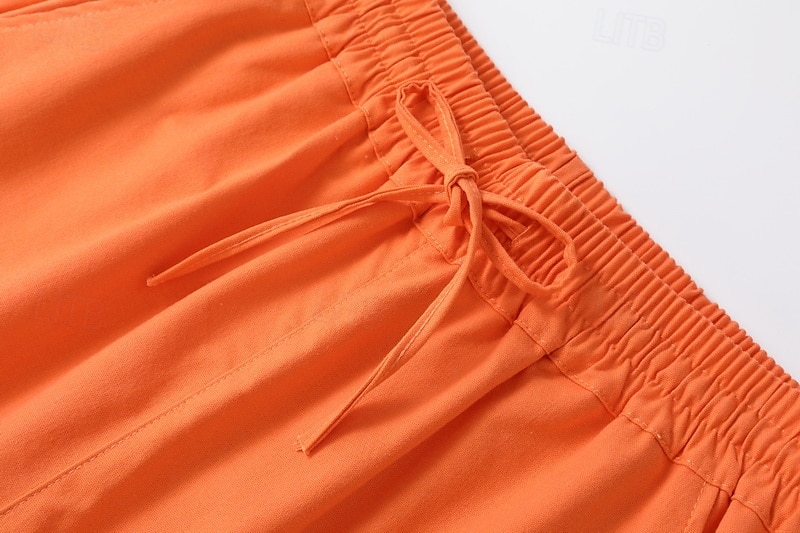 Bermuda feminina de linho, estilo chino, ideal para o verão, férias, streetwear, casual, comprimento até o joelho, cintura média, lisa, com cordão, bolso, confortável, respirável, sem elasticidade, para uso diário, ao ar livre, na rua, branca. de 2026 por $10.99 –P14