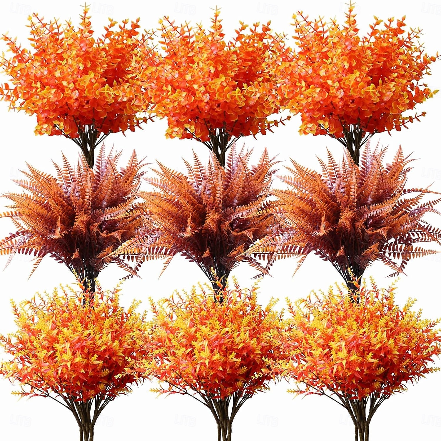 18 ramos de flores artificiais de outono para decoração de exteriores, plantas artificiais de seda resistentes aos raios UV, ideais para o Dia de Ação de Graças e Halloween, não desbotam e são de 2026 por $24.99 –P1