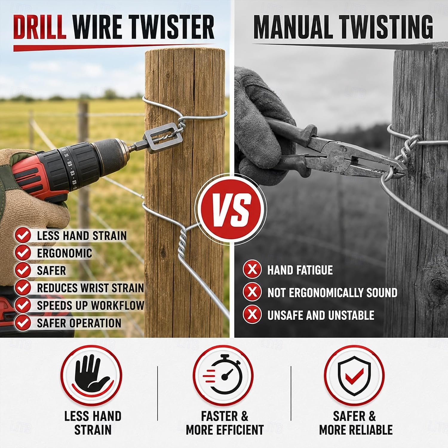 Wire Twisting Tool for Electric Drill, 2 Pcs Power Drill Wire Twister Attachment for Fencing, Barbed Wire, T-Post Clips, Heavy Duty Metal Tool for Fence Repair, Fast Efficiency, Less Hand Strain 2026 - $8.99 –P7