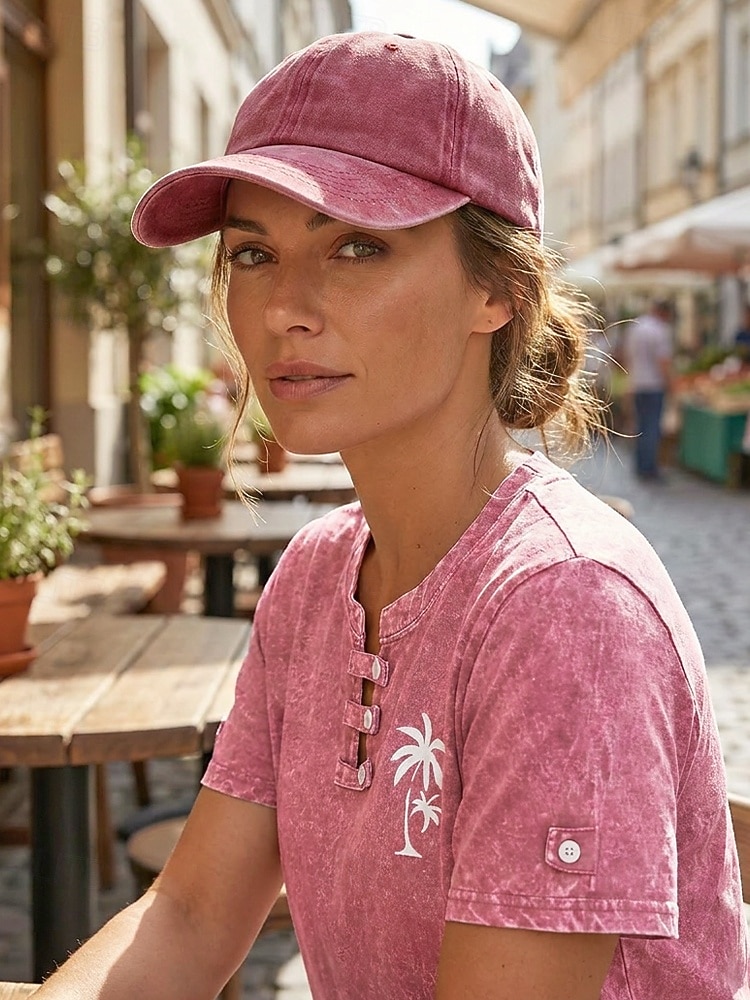 Dames baseballpet van gewassen katoen, verstelbare pet in vintage stijl, verkrijgbaar in verschillende kleuren, ademende zomerpet voor op reis, buitenactiviteiten, het strand en dagelijks gebruik. 2026 - $11.99 –P4