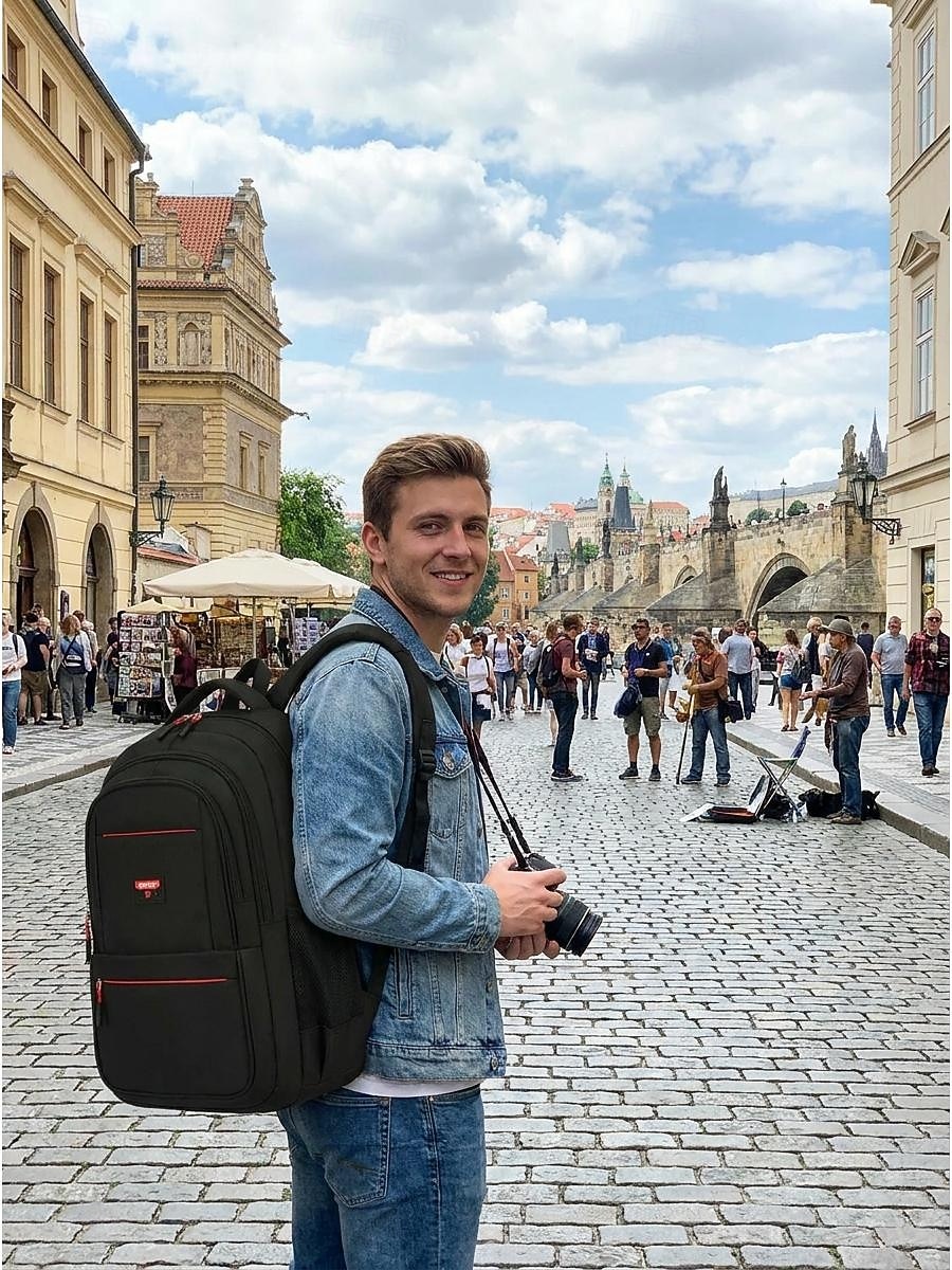 Sac à dos noir pour homme, idéal pour le travail et les études, grande capacité, avec de multiples poches, résistant et doté de bretelles confortables. de 2026 ? $26.99 –P7