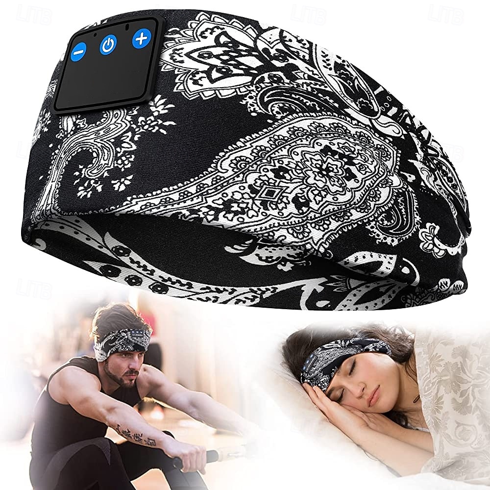 Sluchátka na spaní s Bluetooth čelenkou, bezdrátová sportovní čelenka s vestavěnými HD stereo reproduktory, měkká elastická prodyšná oční maska pro spaní na boku, běh, jóga, cestování, paisley vzor 2026 - $31.99 –P3