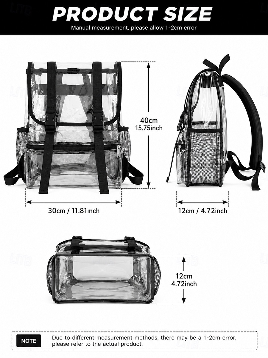 Heavy Duty Clear Backpack Stadium Approved - Transparent PVC School Bag with Dual Buckles & Mesh Pockets for Students, Work, and Travel 2026 - $24.99 –P2