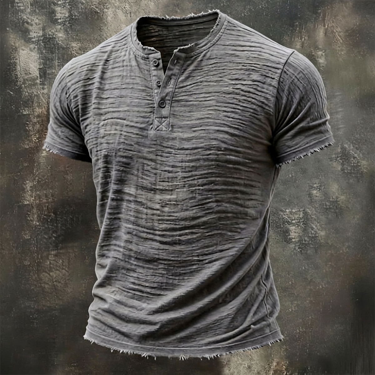 Men's T Shirt Linen T-Shirt Short Sleeve Henley Summer Spring Solid Color Textured Vacation Vintage Sports Raw Edge Casual Home Outdoor White Wine Green Top Tee for Men 2026 - $26.99 –P1