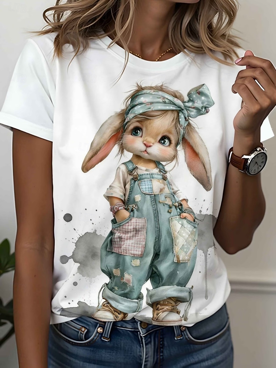 Damskie Podkoszulek Nadruk Graficzny Zwierzę Kot Zabytkowe Elegancki Klasyczny Krótki rękaw Półgolf Okrągły dekolt Zwykłe topy Codzienny Weekend Biały Khaki Biały 2 Lato Wiosna Jesień Zima 2026 - $21.99 –P3