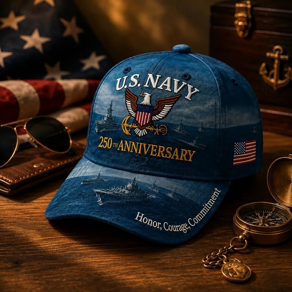 Boné comemorativo do 250º aniversário da Marinha dos EUA, boné de beisebol bordado para veteranos com patch da bandeira americana, presente militar para veteranos, marinheiros da ativa e patriotas que de 2026 por $21.99 –P1