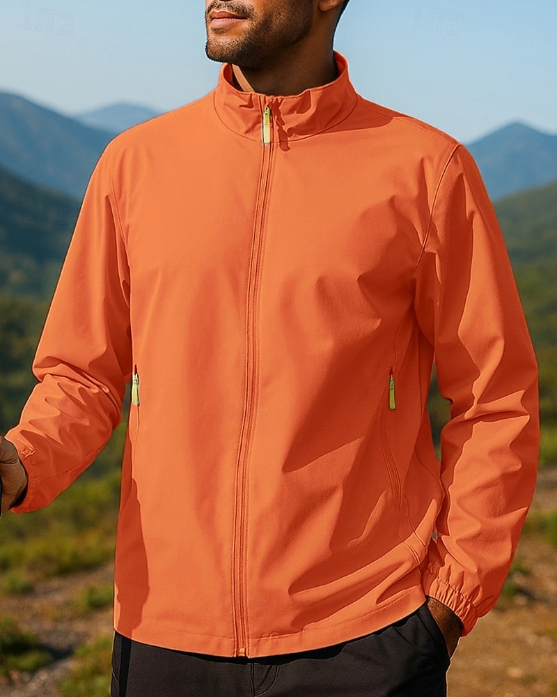 Herre Vindtett jakke Softshell jakke Turjakke Utendørs Vanntett Vindtett Turantrekk Turklær Vår Høst Topper Camping / fotturer / grotting Løp Svart Hvit Gul 2026 - $31.99 –P8
