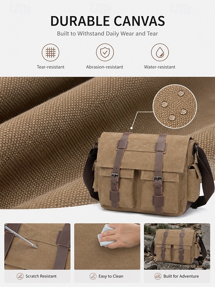 Men's Vintage Canvas Messenger Bag, Multi-Color Large Capacity Crossbody Shoulder Bag with Multiple Pockets for Work, Travel, Daily Commute 2026 - $42.99 –P5