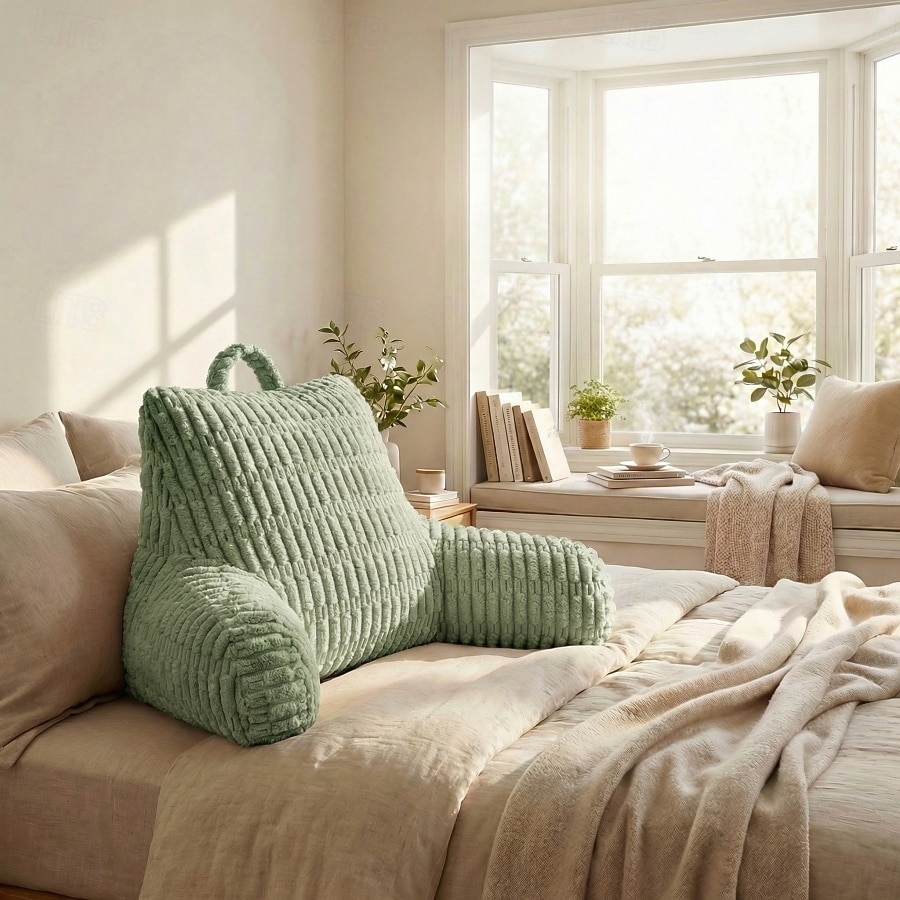 Pernă ergonomică de citit cu cotieră, pernă mare cu suport lombar din fleece pentru spătarul patului, pentru canapea extensibilă, citit la birou &vizionarea televizorului 2026 - $91.99 –P11