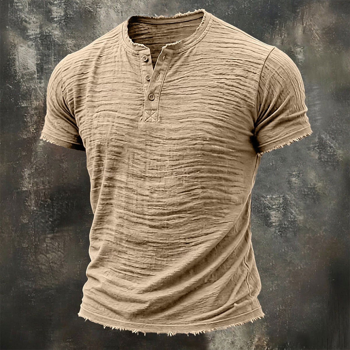Men's T Shirt Linen T-Shirt Short Sleeve Henley Summer Spring Solid Color Textured Vacation Vintage Sports Raw Edge Casual Home Outdoor White Wine Green Top Tee for Men 2026 - $26.99 –P3
