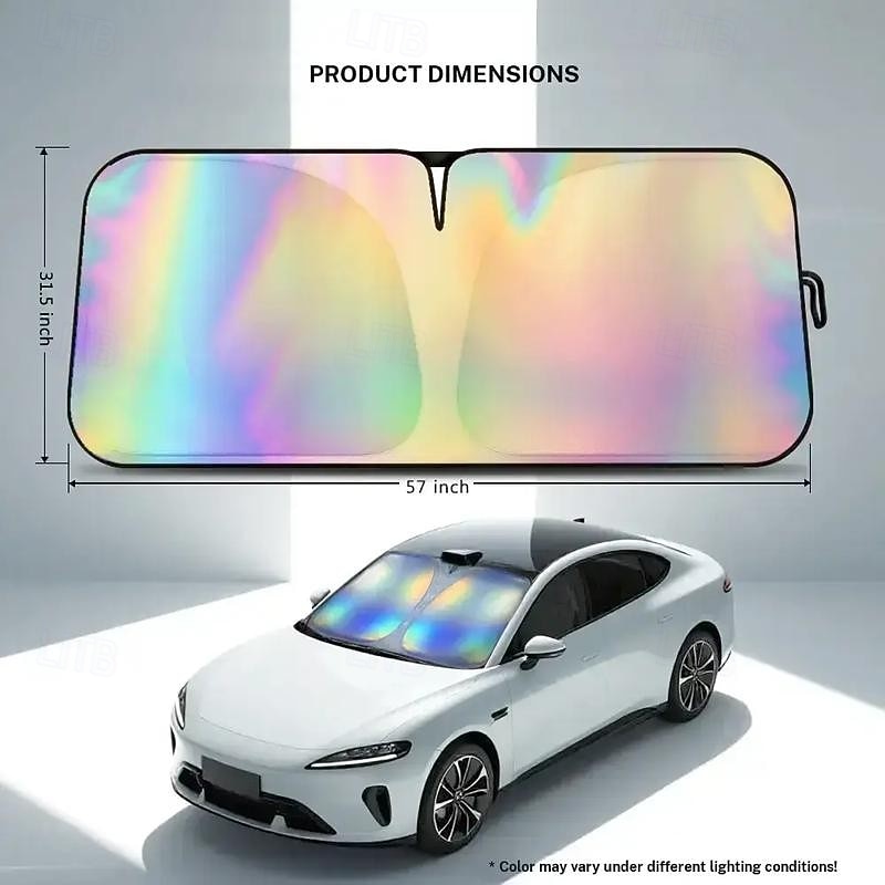 Laserová sluneční clona na čelní sklo auta | Reflexní sluneční clona nabízí maximální ochranu interiéru vozu | Reflexní sluneční clona vhodná pro sedany/SUV a MPV. (57x29,5 palce), Summervibes 2026 - $9.99 –P2