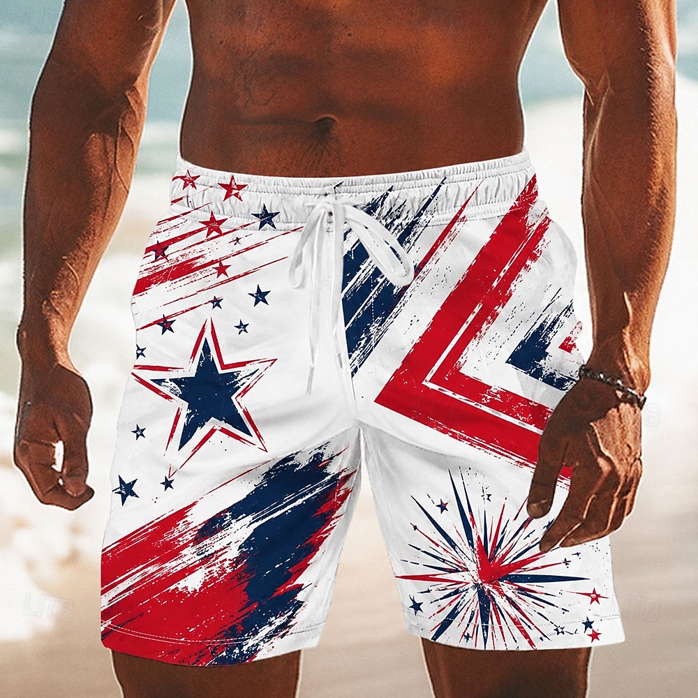 2026 250º Calções de Banho Masculinos com Bandeira Americana Trajes de Banho Shorts de Natação Board Shorts Cintura Média Patrióticos Diários Festival ao Ar Livre Bolsos Laterais Forro de Malha de 2026 por $20.99 –P1