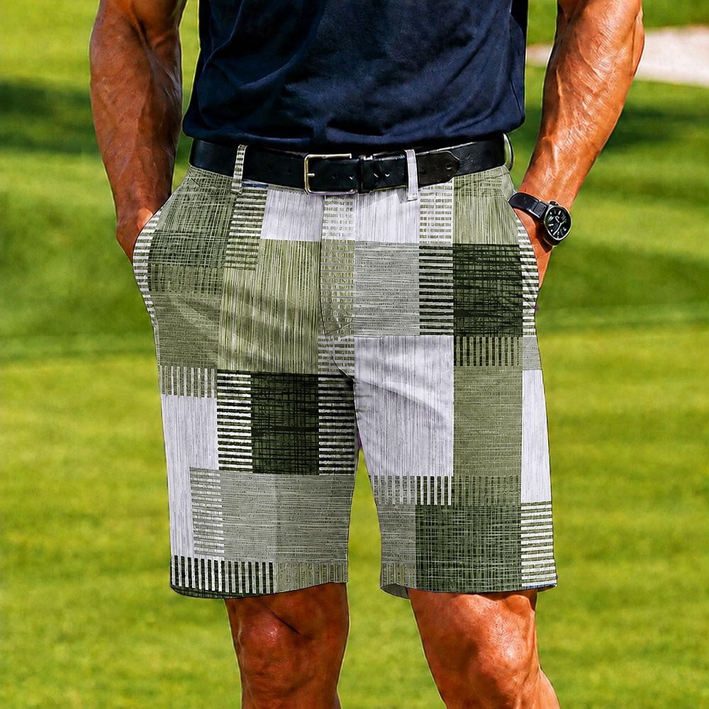 Per uomo Geometrico Plaid Color-blocking Bermuda Pantaloncini casual Pantaloncini da golf Misura del girovita medio Business Casual Lavoro Golf Vacanza al Mare Pantaloncini a vita piatta con 4 tasche del 2026 a $25.99 –P4
