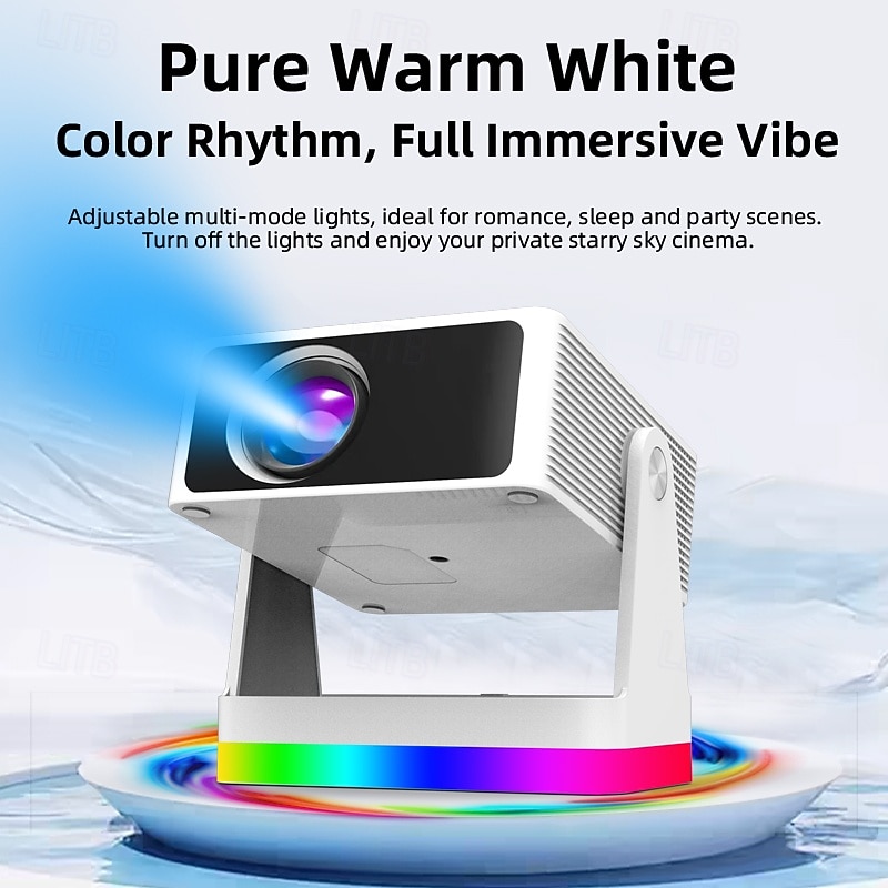 Smart Projector with Auto Focus & Auto Keystone, 720P Native Portable Movie Projector with RGB Ambient Light, Bluetooth Speaker, WiFi Screen Casting, 180° Rotatable Home Theater Projector 2026 - $127.99 –P5