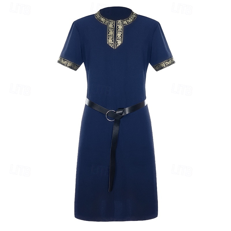 Set Retro Vintage Medieval Renaissance Waist Belt Tunic with Accessories Short Sleeves Pirate Viking Fancy Dress Men's Viking Halloween Carnival Renaissance Fair LARP Adults Belt T-shirt 2026 - $46.99 –P6