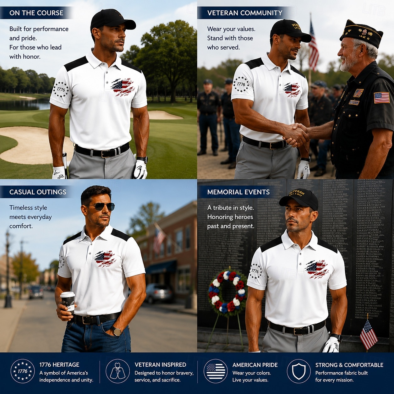 Camiseta Polo Masculina da 250ª Aniversário Patriótico da Bandeira Americana de Manga Curta e Gola para Golfe Casual de Verão de 2026 por $22.99 –P3