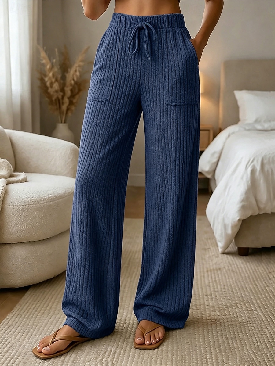 Mulheres Atrevido Moda Comprimento total Cintura Alta Conforto Com Stretch Férias Preto Amêndoa Azul Marinho Escuro Marron Primavera de 2026 por $22.99 –P4