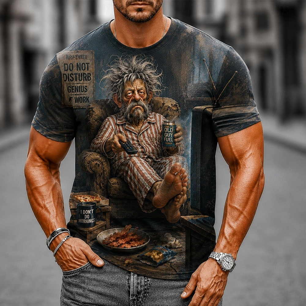 Herr Gammal man T-shirt Kortärmad T-shirt 3D-tryck Rund hals Skjorta Rolig Ledigt Dagligen Gata Blå Svart Sommar Vår Kläder S M L XL 2XL 3XL 2026 - $19.99 –P2