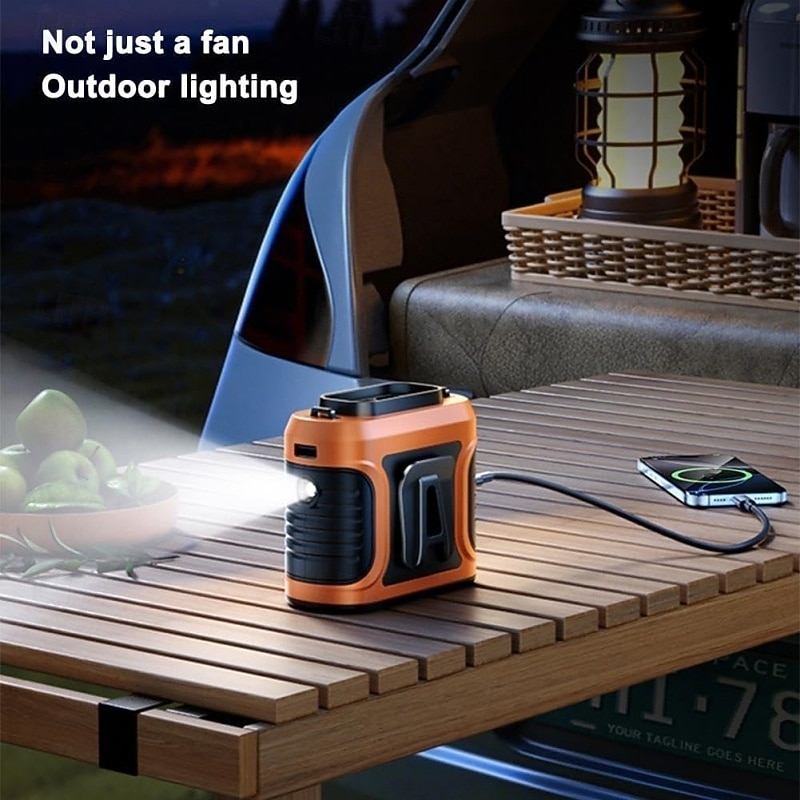 Tragbarer Hüftventilator mit doppeltem Luftstrom, am Gürtel tragbarer Ventilator für freihändige Kühlung, USB-wiederaufladbarer 2-in-1-Ventilator mit LED-Licht für Outdoor-Arbeit, Bauarbeiten, Camping 2026 - $45.99 –P4