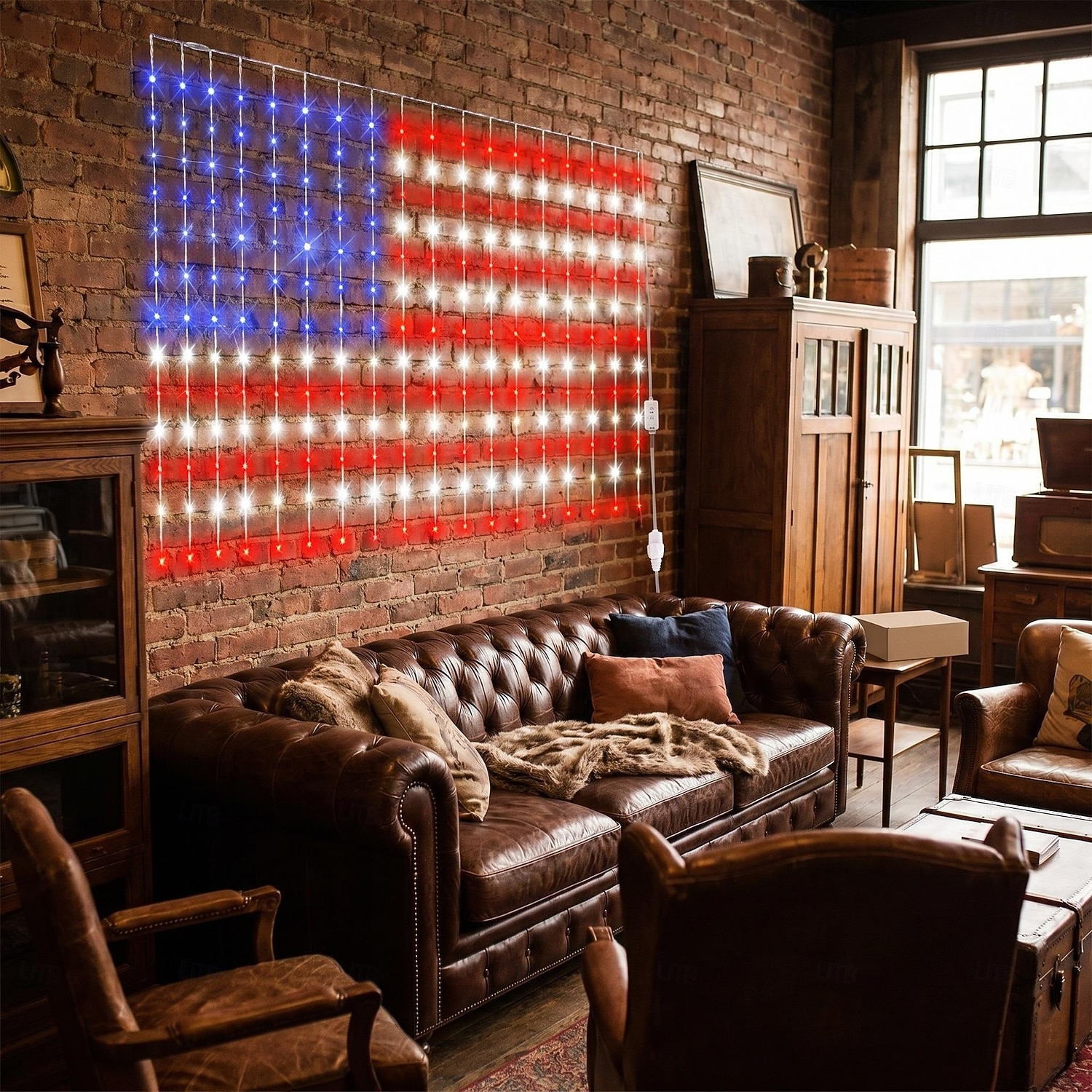 Lichterkette mit amerikanischer Flagge zum 250. Jahrestag der USA, 1,8 m lang, 128 LEDs in Rot, Weiß und Blau, USB-Anschluss, patriotische Fensterbeleuchtung für den 4. Juli, Unabhängigkeitstag, 2026 - $23.99 –P4