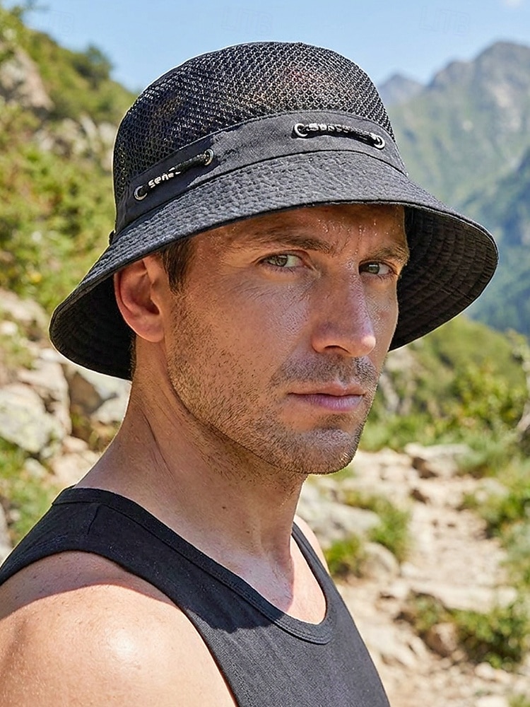 Ademende mesh bucket hat voor heren, lichtgewicht zomerzonnehoed van polyester met verstelbare pasvorm, pet voor buitenactiviteiten zoals vissen, wandelen en reizen, boonie hat met UV-bescherming, 2026 - $11.99 –P2