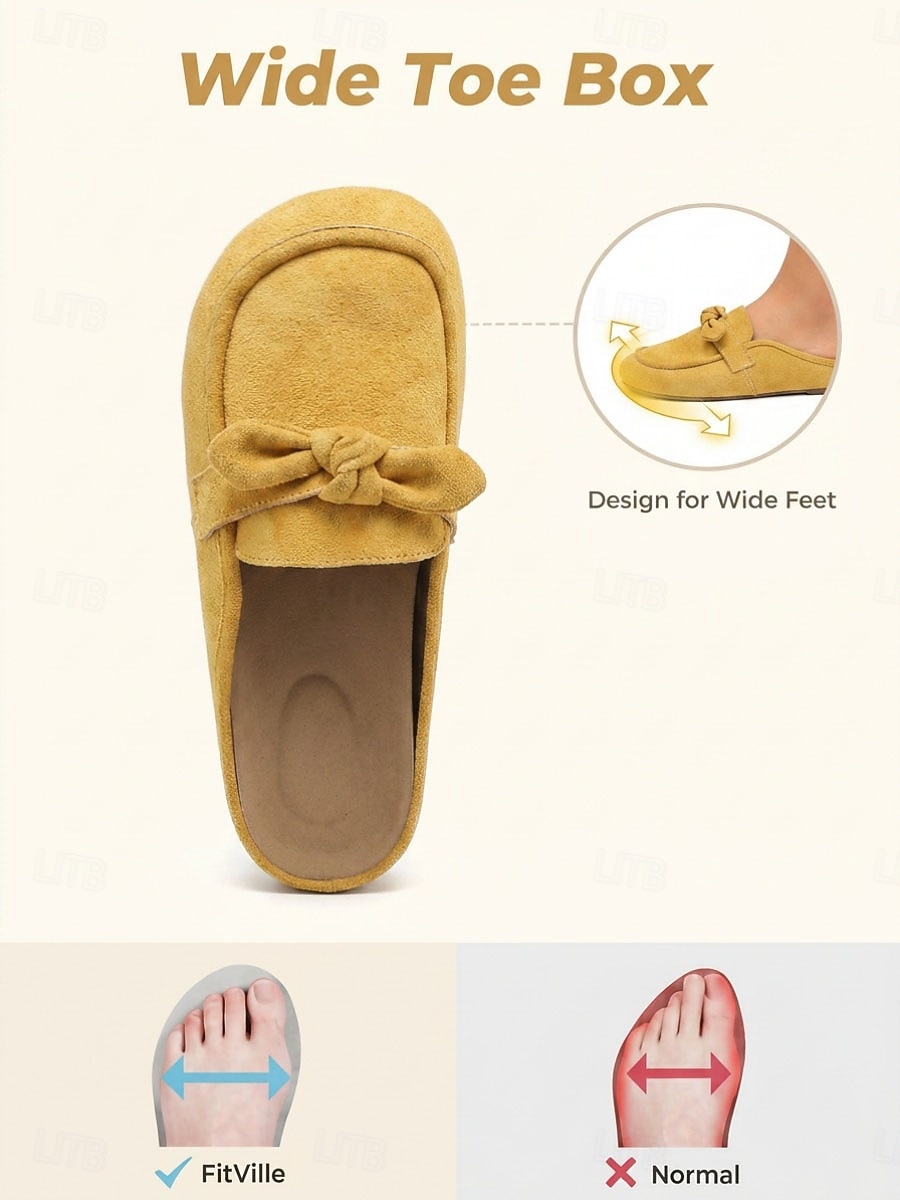 Women's Yellow Bowknot Comfortable Mule – Wide Fit Backless Loafers with Arch Support Cushion, Flexible Sole and All-Day Comfort for Walking, Travel and Casual Everyday 2026 - $24.99 –P4