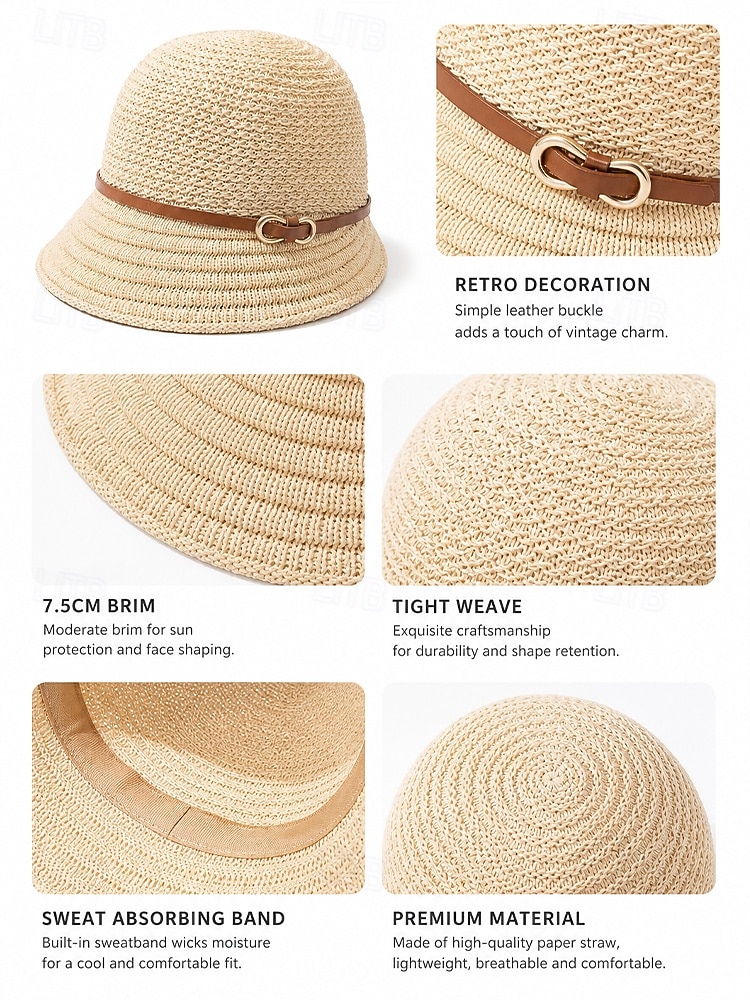 Women's Woven Polyester Sun Hat, Multi-Color Front-Long Back-Short Brim Cloche Hat, Lightweight Summer Vacation Hat for Beach, Travel, Garden, Brunch and Daily Wear 2026 - $11.99 –P11