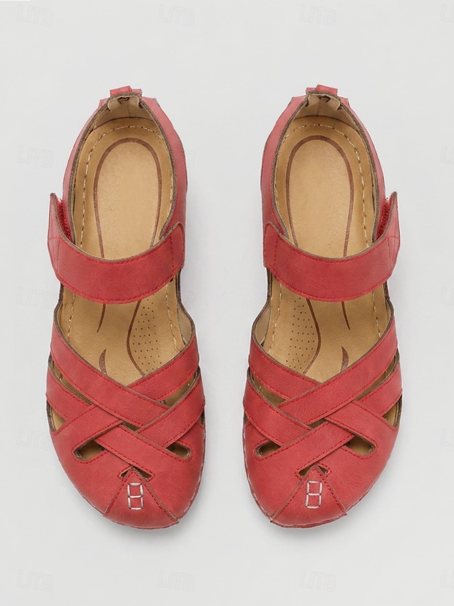 Sandali da pescatore da donna rossi a punta chiusa – sandali da passeggio con tomaia traspirante in tessuto traforato e chiusura regolabile con velcro per il massimo comfort in viaggio e per tutti i del 2026 a $26.99 –P5