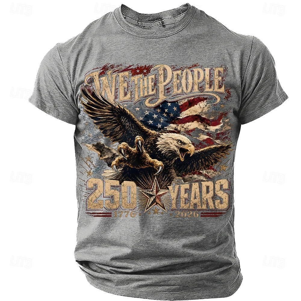 Herren 250. Jubiläum Patriotische Adler American Flag 1776 2026 Graphic T-Shirt Kurzarm Rundhals Sommer Street Top 2026 - $19.99 –P6
