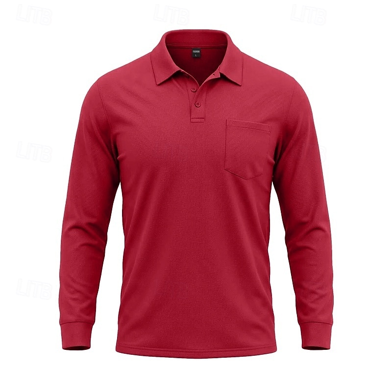 Per uomo Tinta unita Maglietta sportiva Polo da golf Maglia da tennis Maglietta da tennis Manica Lunga Tasca Bottoni Leggero Elastico Traspirante Tennis Golf Corsa Colletto a Camicia Top Bianco Cachi del 2026 a $7.99 –P12