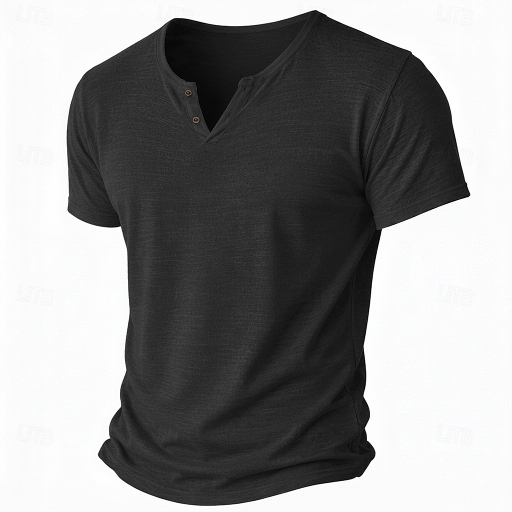 Hombre Camiseta Camiseta de punto Camiseta superior Manga Corta Escote en Pico Verano Color sólido Moda Ligeras Básico Puro Casual Vacaciones Calle Azul Piscina Negro Verde Claro Camiseta superior 2026 - $17.99 –P7