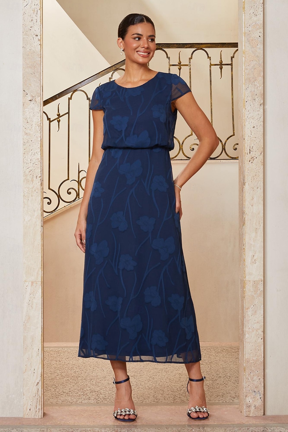 Per donna Linea ad A Abito da Cocktail Abito da invitata a nozze Lunghezza alla caviglia Girocollo Manica a Cappuccio Manica illusione Vita a camicetta Elegante Casual Quotidiano Semi-Formale con del 2026 a $89.99 –P1