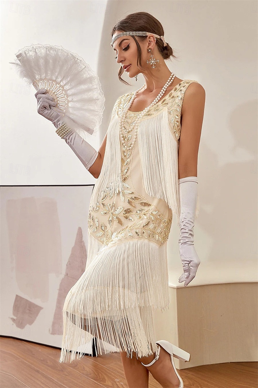 Glada 20-talet 1920-talet Middag Klänningar Flapper-klänning Kläder Ärmlös Den store Gatsby Bröllopsgäst Paljetter Tofs Rundhals Maskeradkläder Dam Jul Karnival Maskerad Kvällsfest Halloween lönnkrog 2026 - $122.99 –P3