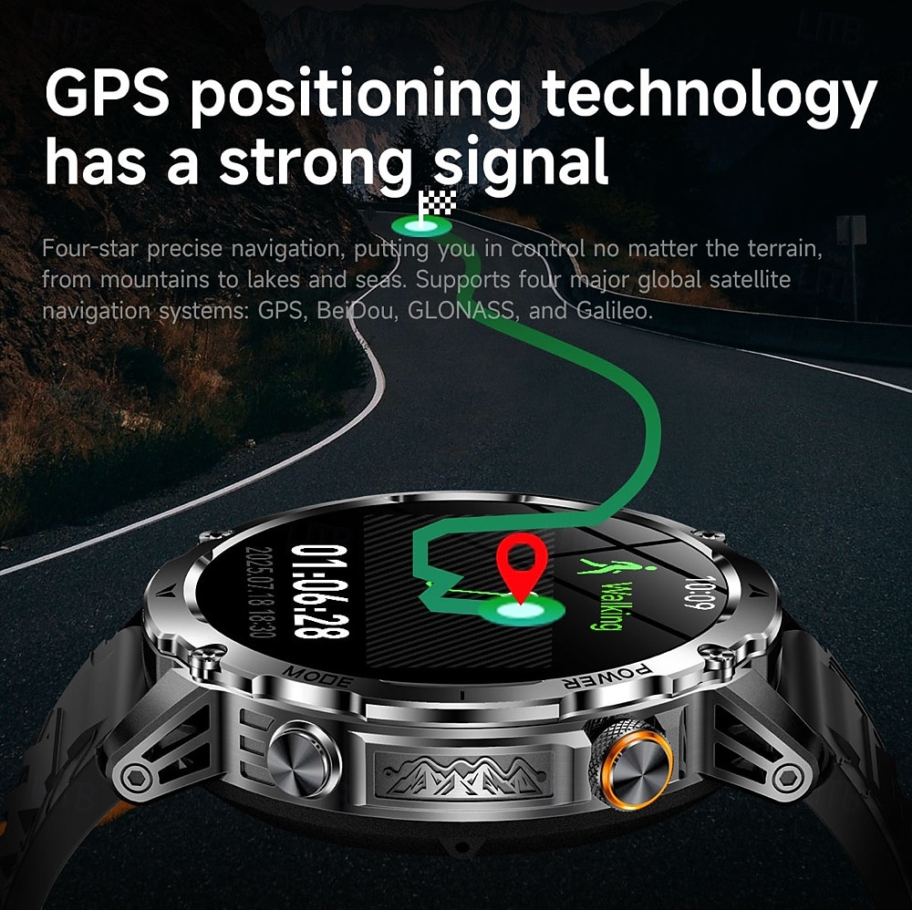 AK102 Smartklokke 1.7 tommers Bluetooth-anrops-smartklokke Skritteller Samtalepåminnelse Fitnessporing Kompatibel med Android iOS Herre GPS Lang ventetid Håndfri bruk IP68 50mm urkasse 2026 - $84.99 –P4