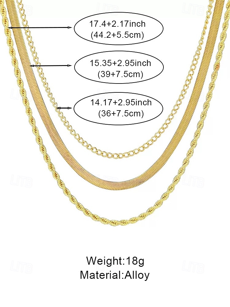 Women's Gold Silver Layered Necklace Set, 3 Piece Alloy Chain Necklace Set for Summer Vacation, Casual Daily Wear and Elegant Layering Jewelry 2026 - $9.99 –P6