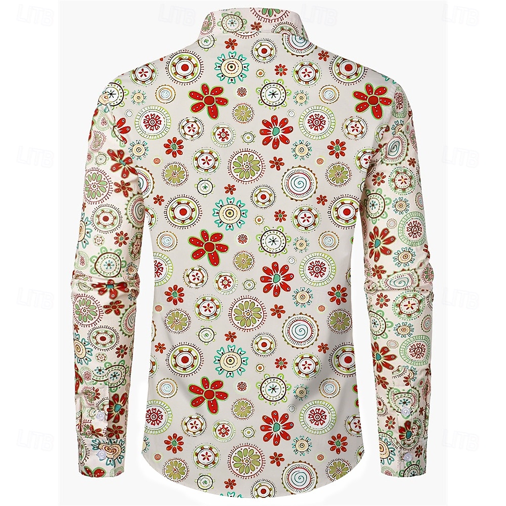 Retro / vintage Boho 70-talet Skjorta Hippie Blommig Maskeradkläder Herr Halloween Karnival musikfestival Retro-temafest Vuxna Skjorta 2026 - $27.99 –P2