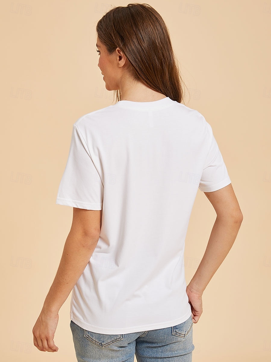 Women's T Shirt Cotton Shirt Tee Top Solid Color Fashion Stylish Basic Short Sleeve Crew Neck Regular Tops Casual Daily Going out Blue Khaki Black White Yellow Summer Spring 2026 - $19.99 –P8