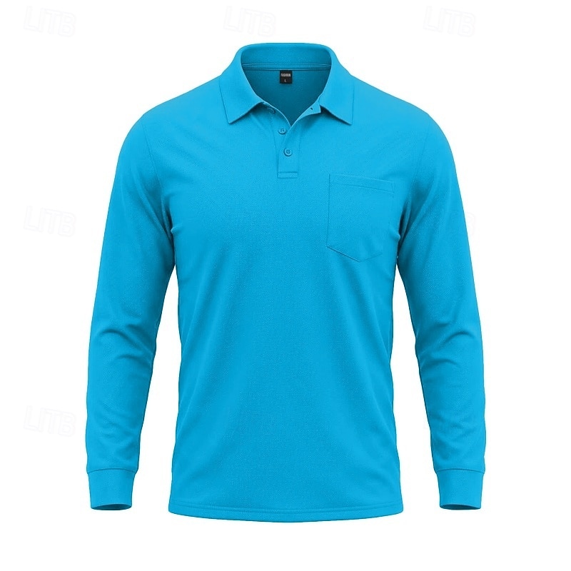 Per uomo Tinta unita Maglietta sportiva Polo da golf Maglia da tennis Maglietta da tennis Manica Lunga Tasca Bottoni Leggero Elastico Traspirante Tennis Golf Corsa Colletto a Camicia Top Bianco Cachi del 2026 a $7.99 –P3