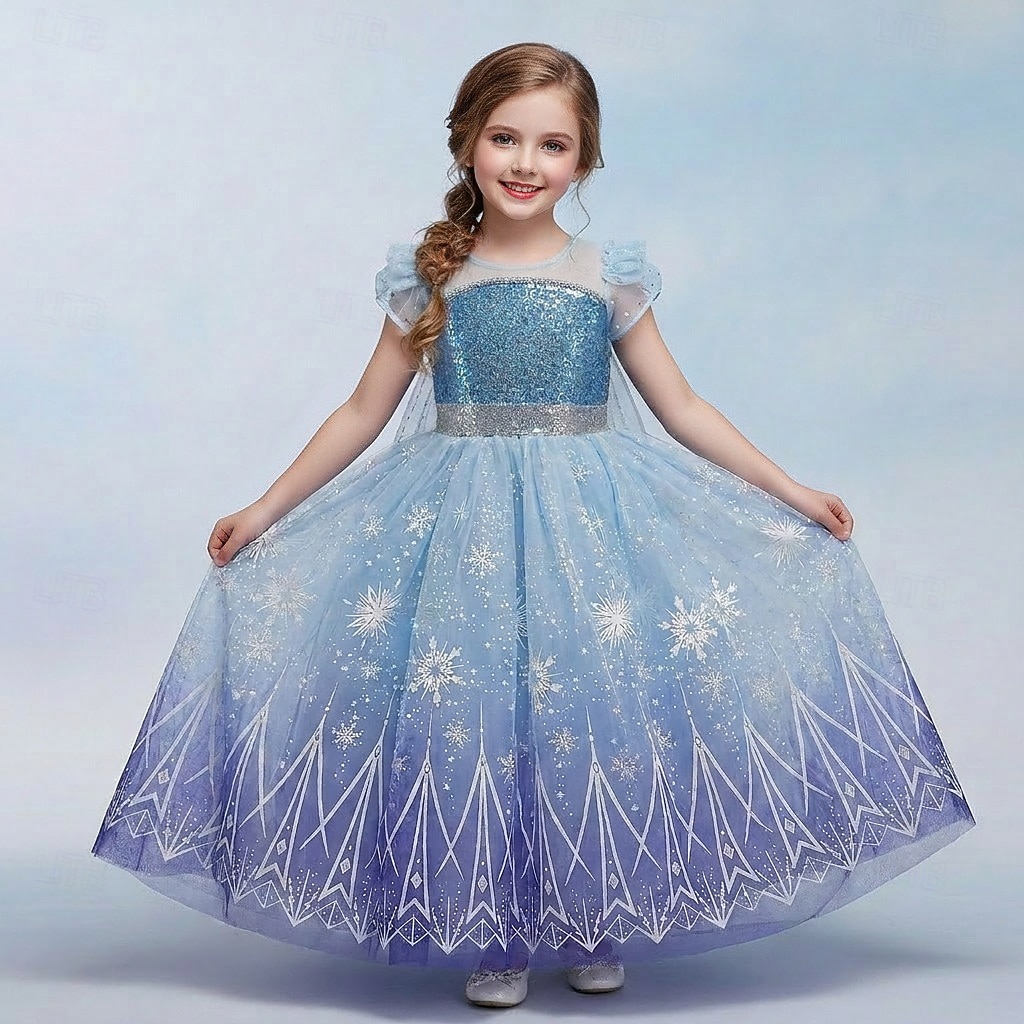 Semana do Livro 2026 Rainha da Neve Gelado Princesa Elsa Vestidos Capa Vestido da menina de flor Fantasias Festa a fantasia for Para Meninas Crianças Natal Dia da Criança Baile de Máscaras Casamento de 2026 por $38.99 –P1