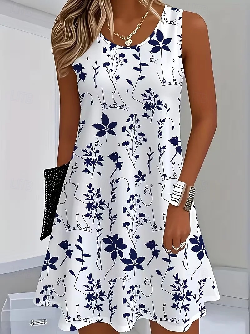 Pentru femei Rochie Mini Rochie de Vară Rochie A line Rochie de vară Vacanță Casual Boho Plajă Petrecere Nuntă Zvelt Floral Grafic Fără manșon În U Albastru piscină Verde Deschis Mov Deschis Var 2026 - $8.99 –P1