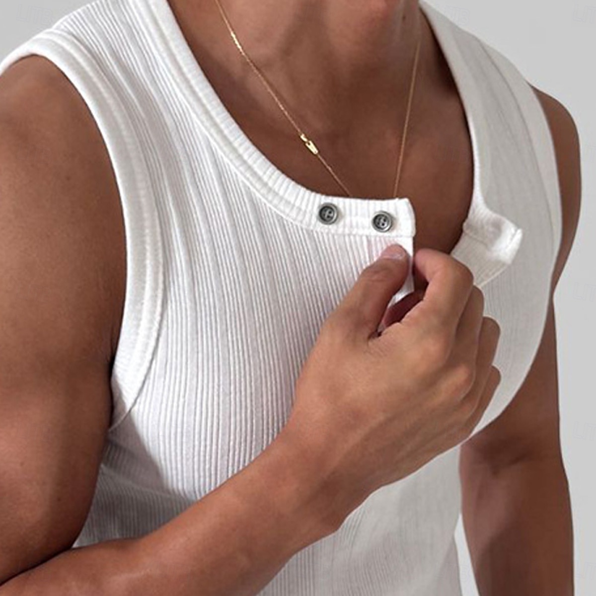 Homens Malha Íntima Camiseta Interior camisa sem manga camisa espancadora Sem Manga Gola Redonda Henley Verão Bloco de cor Pit Strip Moda Designer Músculo Botões Casual Ao ar livre Para Noite Preto de 2026 por $19.99 –P5