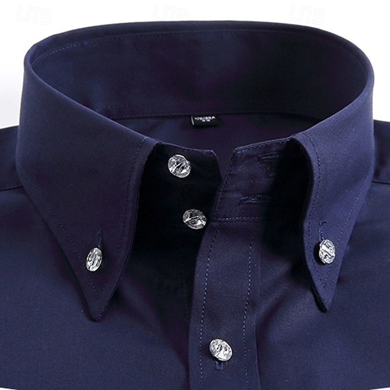Herr Skjorta Spearpoint krage skjorta Button Down skjorta Slät Ledigt Dagligen Svart Vit Rubinrött Mörk marin Långärmad Spread-krage Vår Vår & Höst Kläder Button-Down 2026 - $31.99 –P11