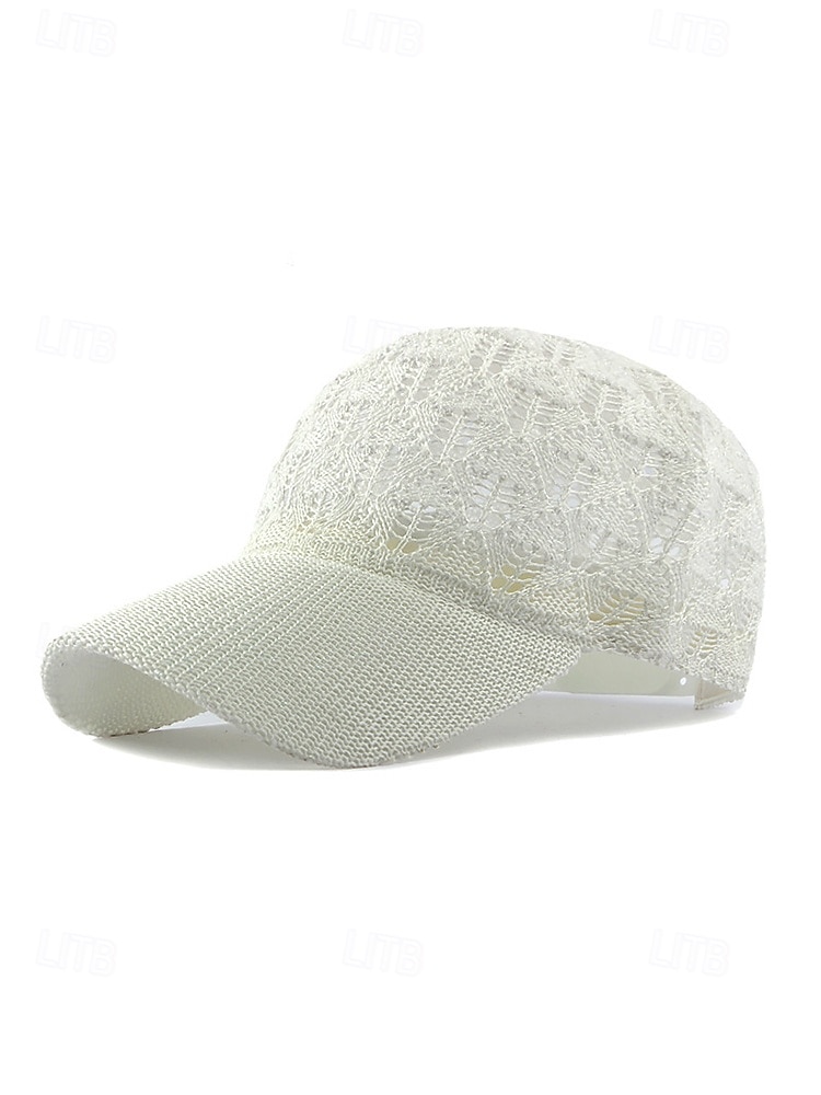 Boné de beisebol feminino de crochê, chapéu de verão respirável em malha de poliéster, boné de renda ajustável, chapéu leve com proteção solar para viagens, caminhadas, jardinagem e uso casual ao ar de 2026 por $14.99 –P14