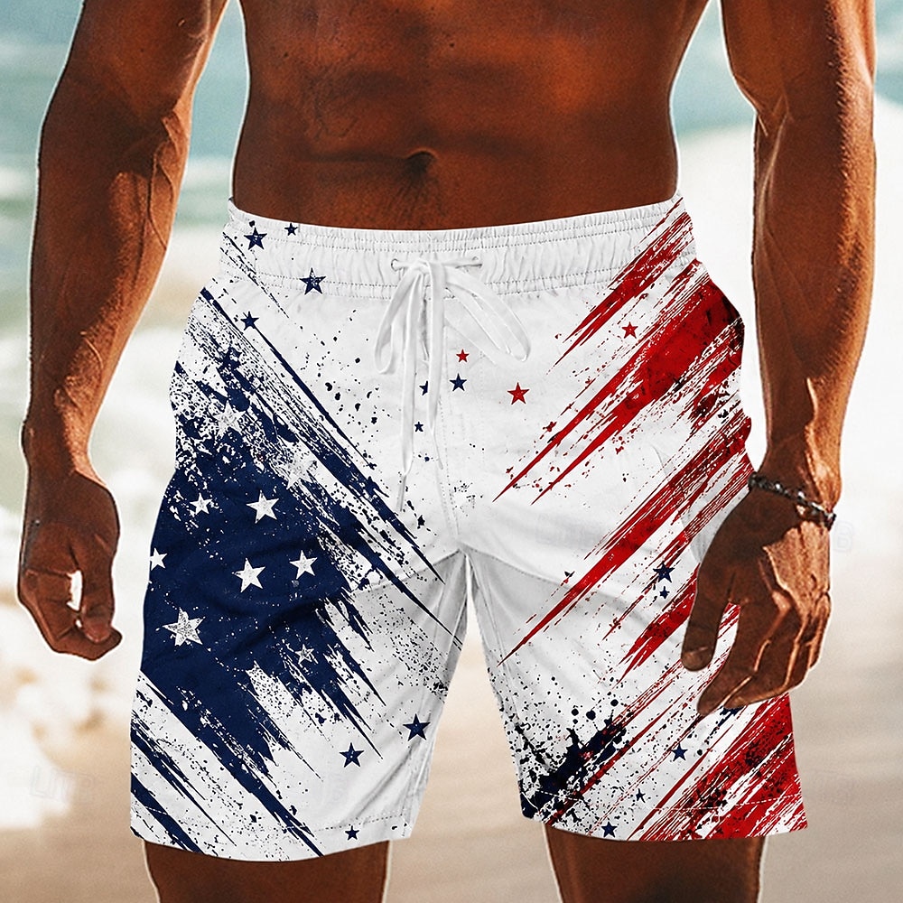 2026 250º Calções de Banho Masculinos com Bandeira Americana Trajes de Banho Shorts de Natação Board Shorts Cintura Média Patrióticos Diários Festival ao Ar Livre Bolsos Laterais Forro de Malha de 2026 por $20.99 –P2