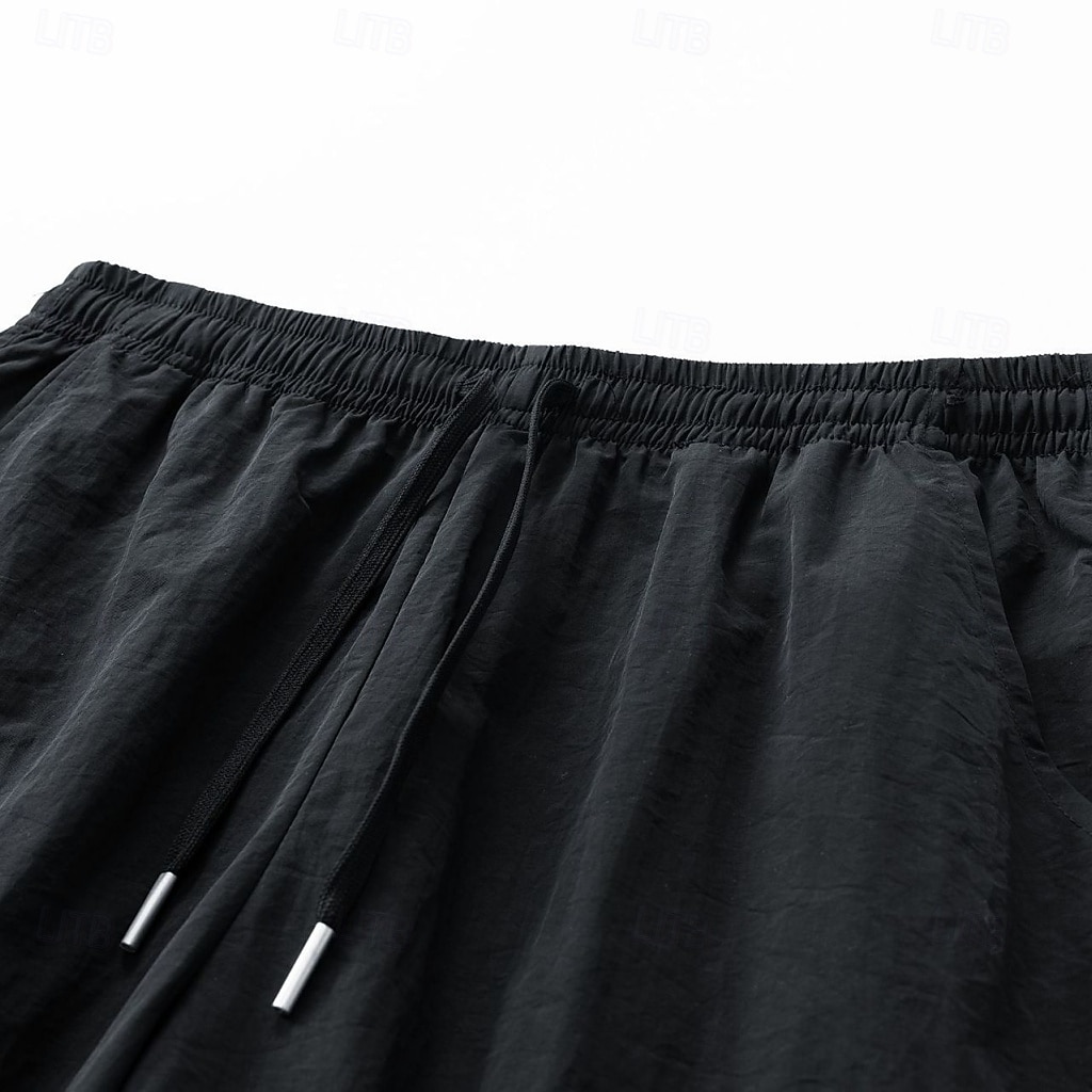 Men's Lightweight Cargo Shorts Comfort Waist Tactical Cargo Shorts Casual Shorts Drawstring Pocket Elastic Waist Plain Quick Dry Knee Length Outdoor Streetwear Daily Wear Fashion Streetwear Black 2026 - $21.99 –P8