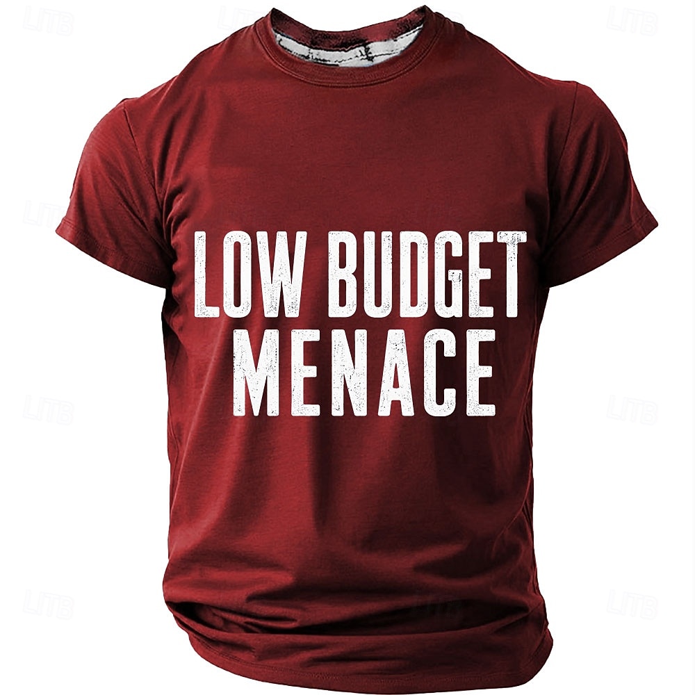 Men's Low Budget Menace Funny Letter Graphic Sarcastic Streetwear T-Shirt Regular Fit Casual Blue Designer Clothing Apparel S M L XL XXL XXXL 2026 - $19.99 –P4