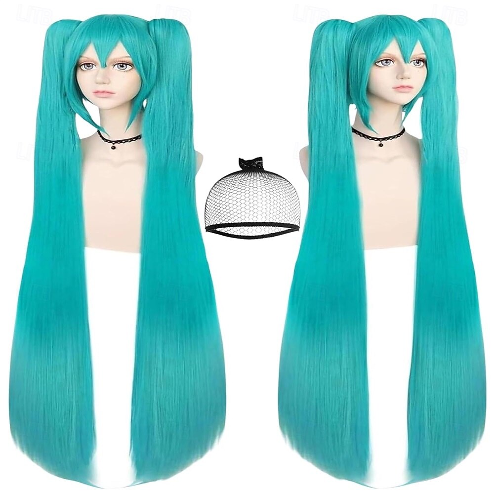 perruque turquoise style chanteuse virtuelle à double queue de cheval de 2026 ? $35.99 –P4